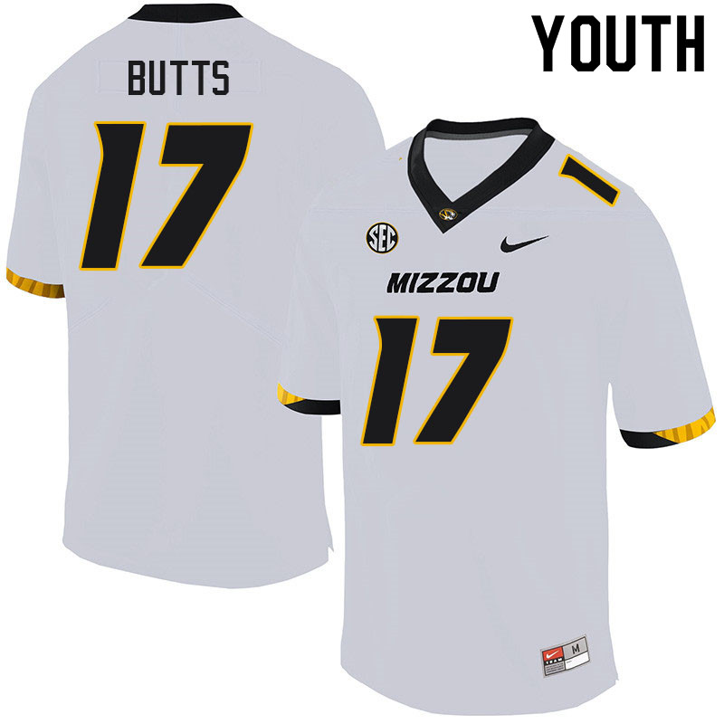 Youth #17 Taj Butts Missouri Tigers College Football Jerseys Sale-White